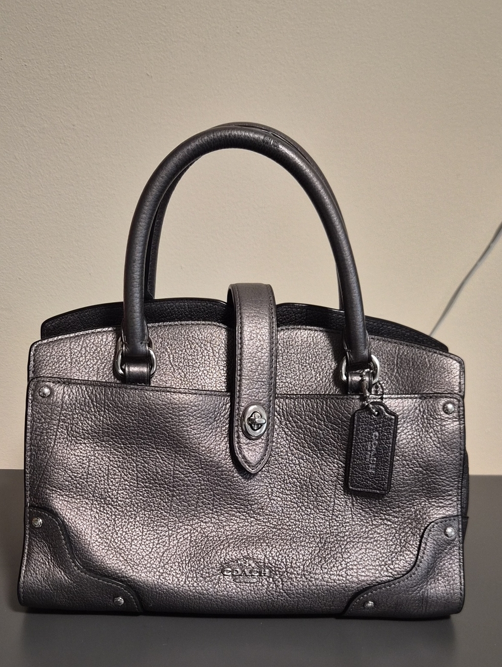 Coach Mercer Satchel 24 Metallic Grain Leather - 59988